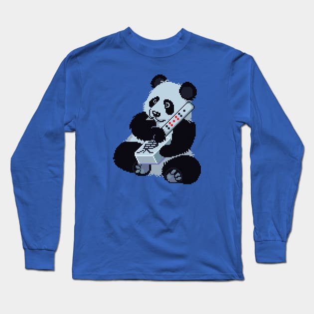 Mahjong Panda Pixel Art Long Sleeve T-Shirt by inotyler